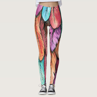 Bird feathers, watercolor, seamless pattern. leggings