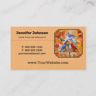 Bird Feeder Gathering Autumn Business Card