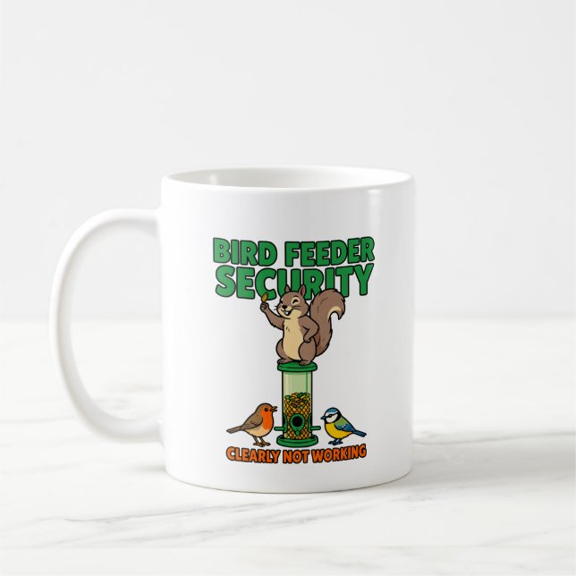 Bird Feeder Security Funny Squirrel Mug (Left)
