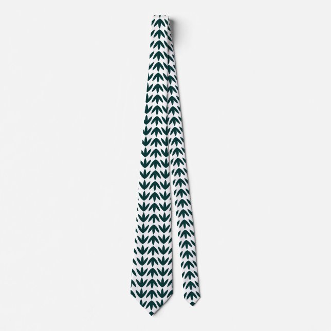 Bird Feet Pattern - Dark Green on White Tie (Front)