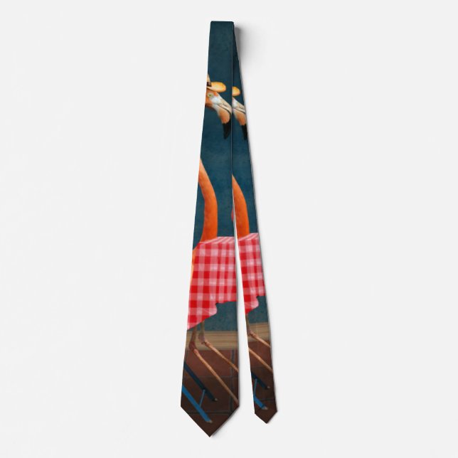Bird - Flamingo - Wading tables Tie (Front)