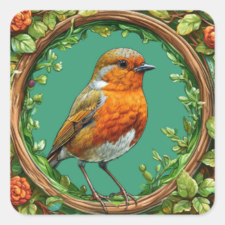 🐦 Bird Floral Frame Sticker Garden Nature Gift 🌸