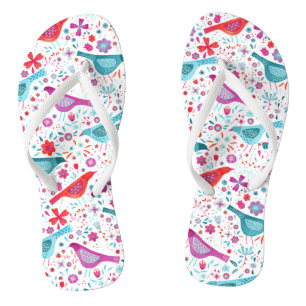 Bird Floral Watercolor Thongs
