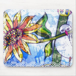 Bird, Flower and Lace Mouse Pad