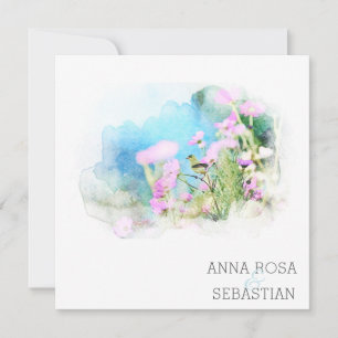 *~* Bird Flower AR12 QR PHOTO RSVP Wedding Invitation