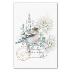 Bird Flower French Script Postmark Decoupage 