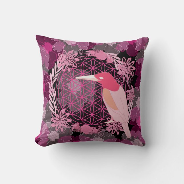 Bird flower of life cushion (Front)