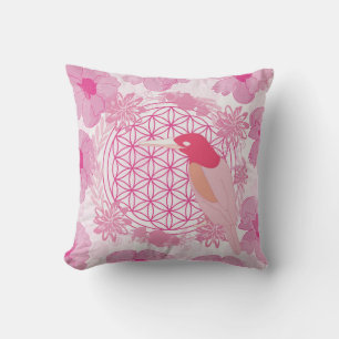 Bird flower of life cushion
