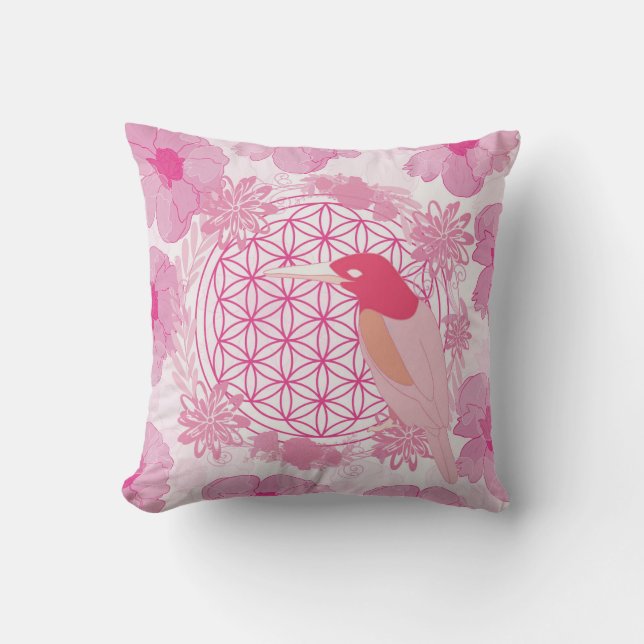 Bird flower of life cushion (Front)