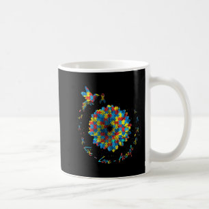 Bird Flower Ribbon Puzzle Live Love Accept Autism Coffee Mug