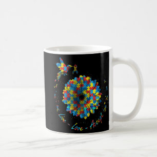 Bird Flower Ribbon Puzzle Live Love Accept Autism Coffee Mug