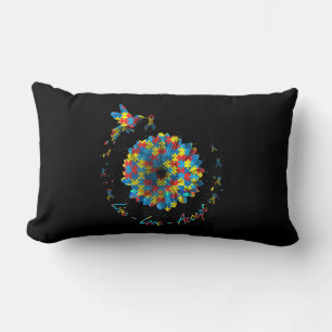 Bird Flower Ribbon Puzzle Live Love Accept Autism Lumbar Cushion