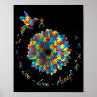 Bird Flower Ribbon Puzzle Live Love Accept Autism