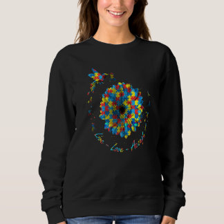 Bird Flower Ribbon Puzzle Live Love Accept Autism  Sweatshirt