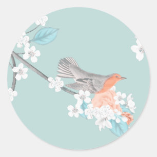 Bird & Flowers Classic Round Sticker