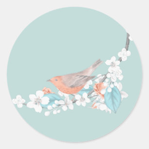 Bird & Flowers Classic Round Sticker