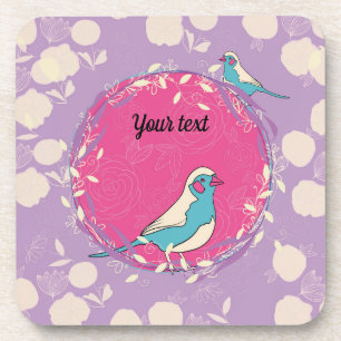 bird, flowers,green,natural, animal,  coaster