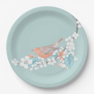 Bird & Flowers Paper Plate