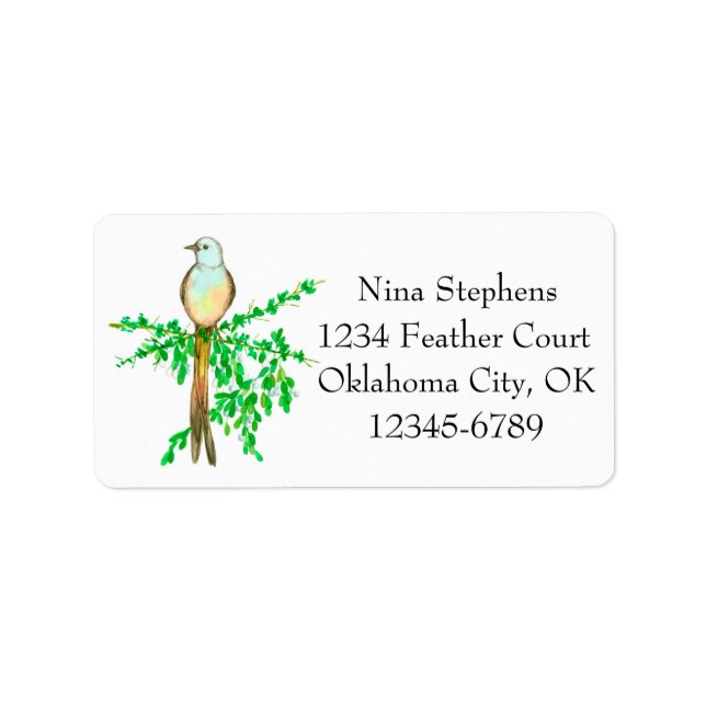 Bird Flycatcher Mistletoe Plants Return Address Label (Front)
