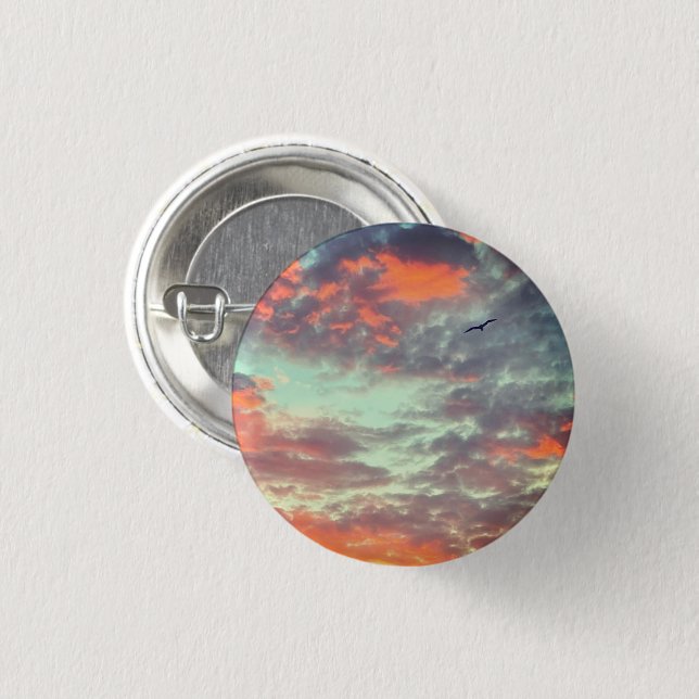 Bird Flying Pink Clouds Sky Photo Pin (Front & Back)