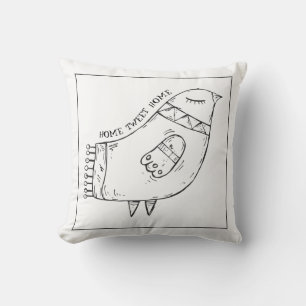 Bird Folk Art Minimalist illustration Cushion
