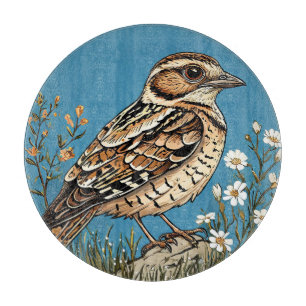 Bird Framed by Vibrant Flowers Cutting Board