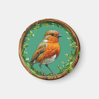Bird Framed by Vibrant Flowers Magnet
