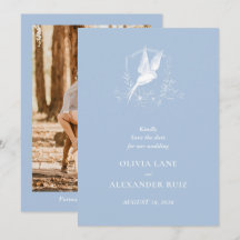 Bird French Blue Floral Photo Wedding