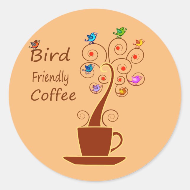 Bird Friendly Coffee Classic Round Sticker (Front)