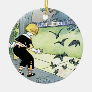 Bird friends ceramic ornament