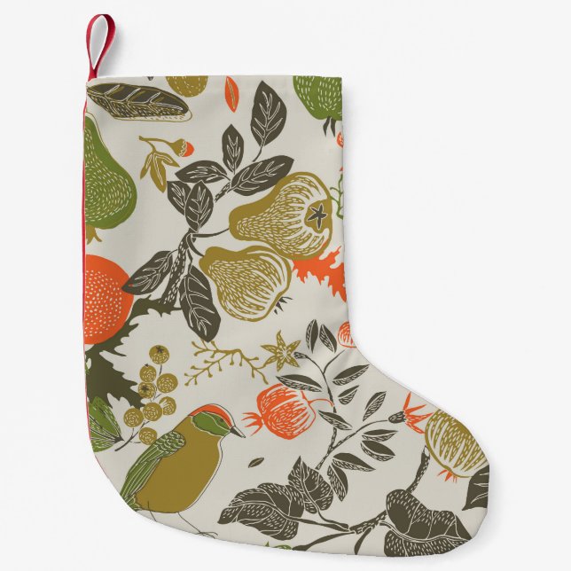 Bird Fruit Garden: Seamless Small Christmas Stocking (Front)