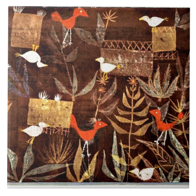 Bird Garden, colourful abstract art by Paul Klee, Ceramic Tile (Front)