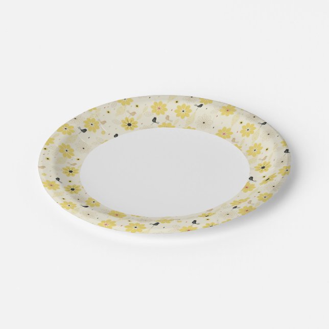 Bird Garden Paper Plate (Angled)