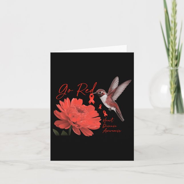 Bird Go Red For Women Heart Disease Month Awarenes Card (Front)