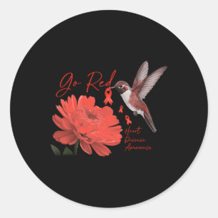 Bird Go Red For Women Heart Disease Month Awarenes Classic Round Sticker
