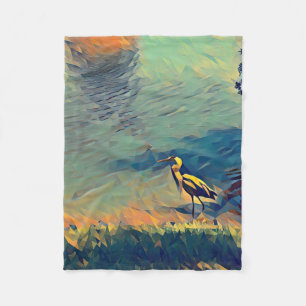 Bird Gone Fishing Fleece Blanket
