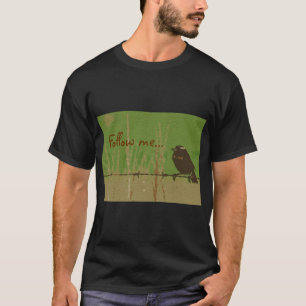 Bird green forest nature painted twitter follow me T-Shirt