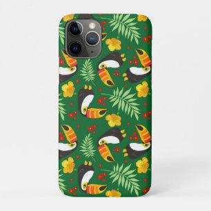 Bird Green Leave Orange Red Flower Tropical Jungle iPhone 11 Pro Case