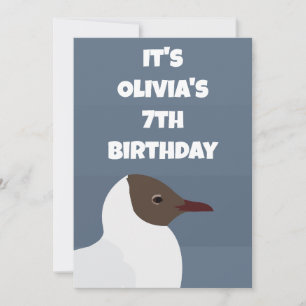 Bird Gull Seagull Kids Birthday Party Invitation