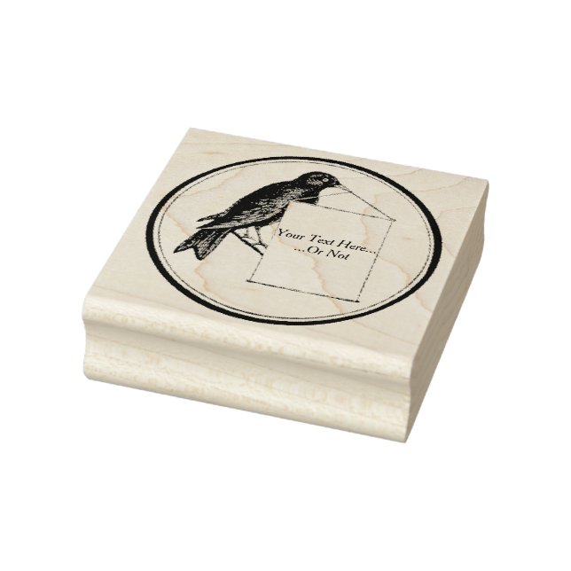 Bird Holding Empty Sign Vintage Rubber Art Stamp (Stamp)