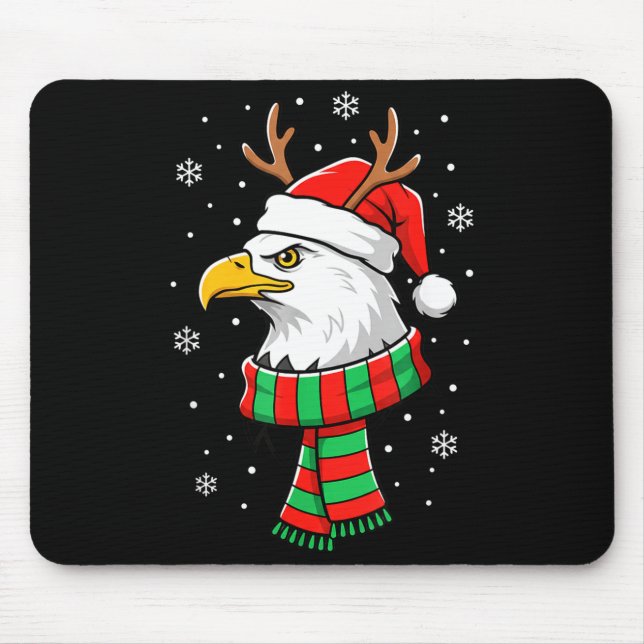 Bird Holiday, Santa Hat, Reindeer Antlers &amp; Fe Mouse Pad (Front)