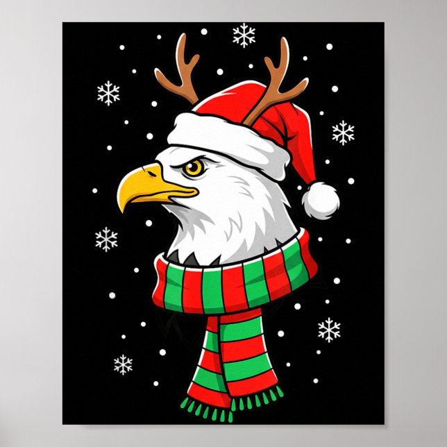Bird Holiday, Santa Hat, Reindeer Antlers &amp; Fe Poster (Front)