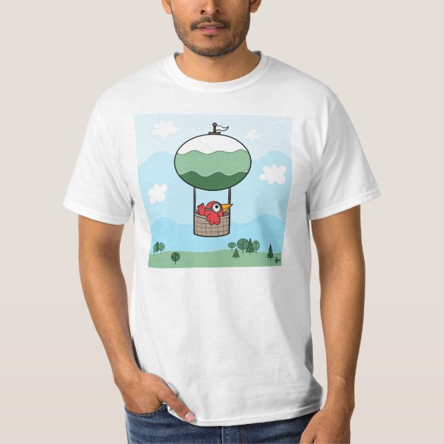 Bird Hot Air Ballon - Basic T-Shirt (Front)