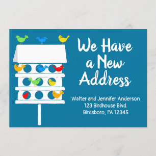 Bird Hotel Condominium Birdhouse New Address Invitation