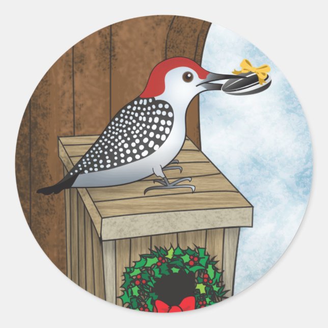 Bird House Holiday Classic Round Sticker (Front)