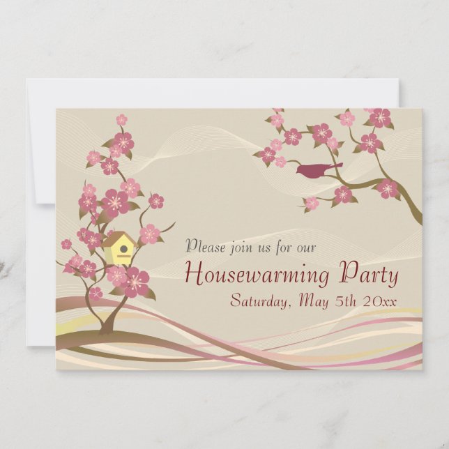 Bird House Housewarming Party Inviation Grey Invitation (Front)