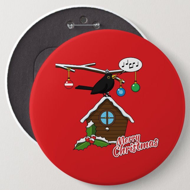 Bird House Merry Christmas 6 Cm Round Badge (Front & Back)