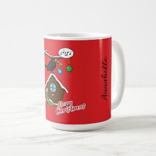 Bird House Merry Christmas Add your Name Coffee Mug