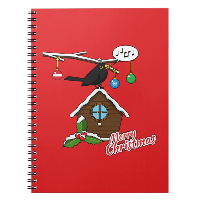 Bird House Merry Christmas Notebook (Front)