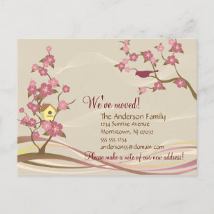 Bird House Moving Announcement Postcard Grey